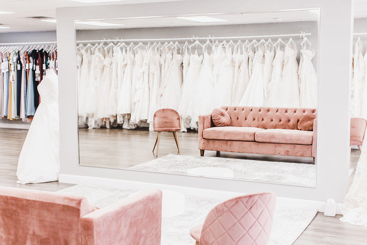 a large mirror at Vayda Jane Bridal Boutique