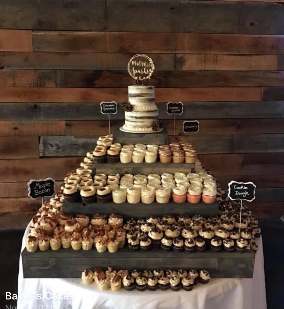 cup cakes stacked on a table