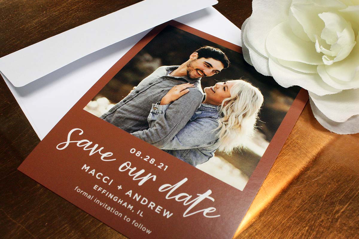 save the date with photo of couple