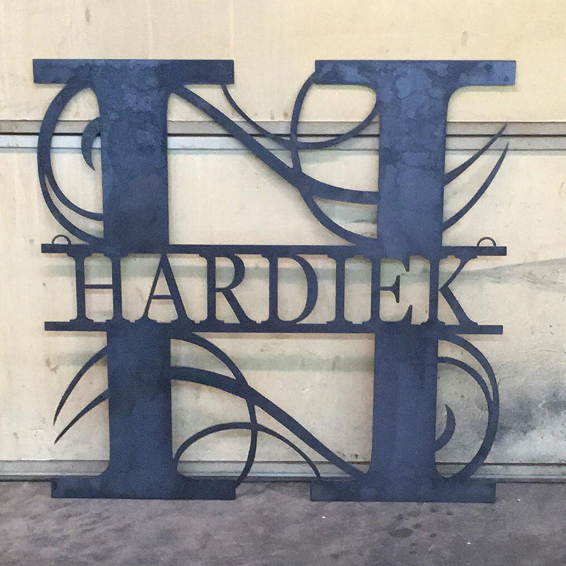 metal work featuring the last name of Hardiek