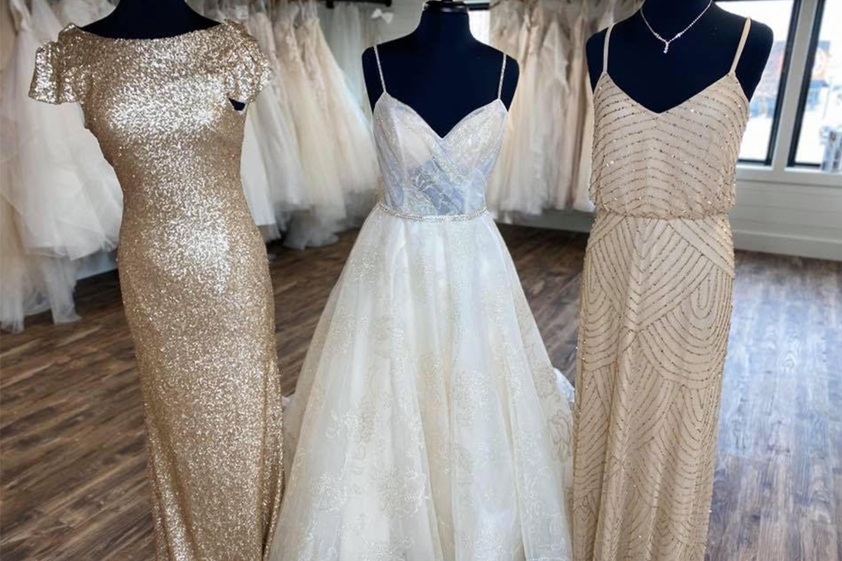 wedding dress and bridesmaid dresses at wild rose bridal